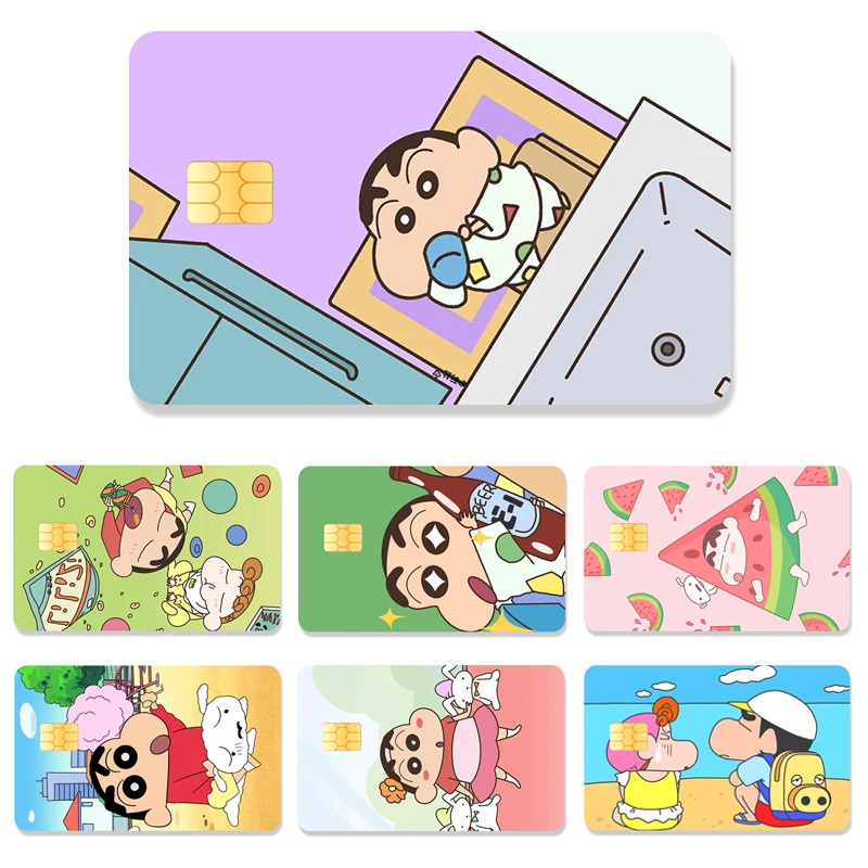 Cartoon Anime Crayon Shin-Chan Credit Card Debit Card Stickers DIY Waterproof Melody Poker Stickers Film Tape Skins Small Stacks