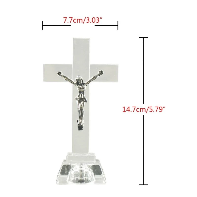 Crystal Jesus for Cross Statue for Home Church Desktop Decoration Religious Gift for Creative Figure Craft Ornament