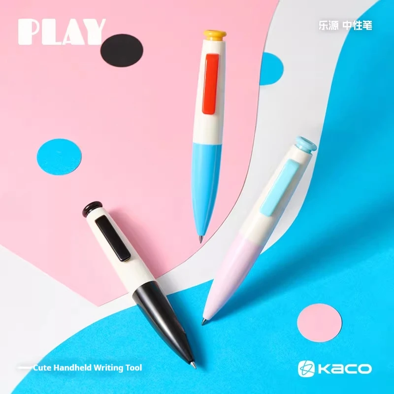

New KACO PLAY Cute Mini Pocket Gel Pen,0.5mm Quick Drying Retro Color Blocked Chubby Pen Compact, Cute,Portable Stationery Pens