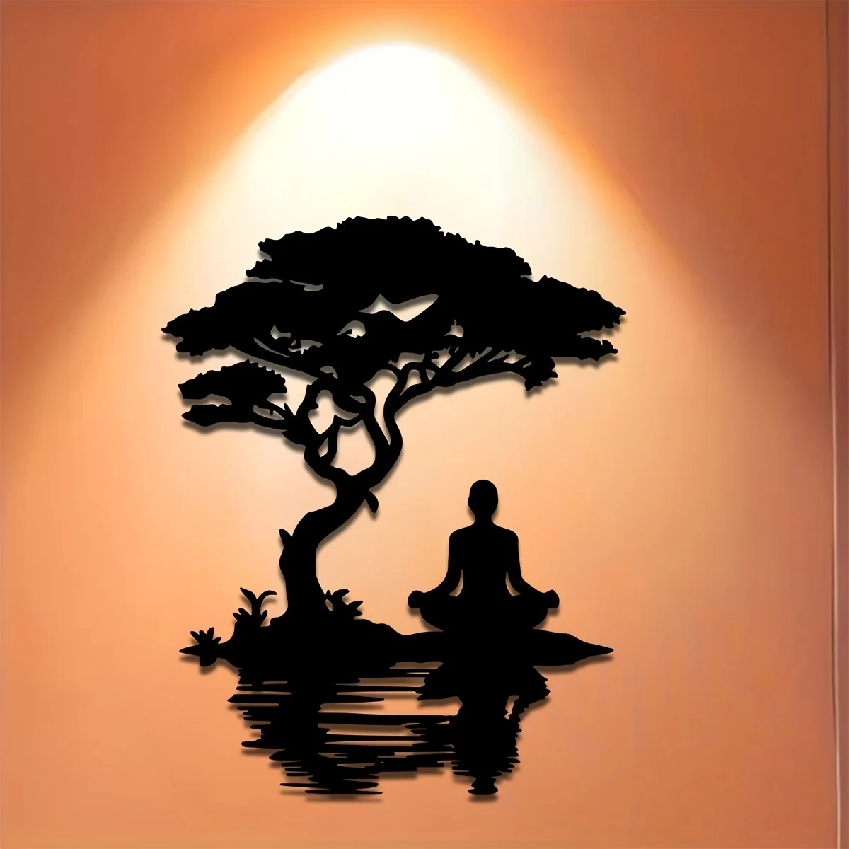 Art métallique pour le yoga et la méditation, conçu comme une sculpture murale. Cette peinture murale décorative est parfaite pour rehausser la beauté de votre intérieur
