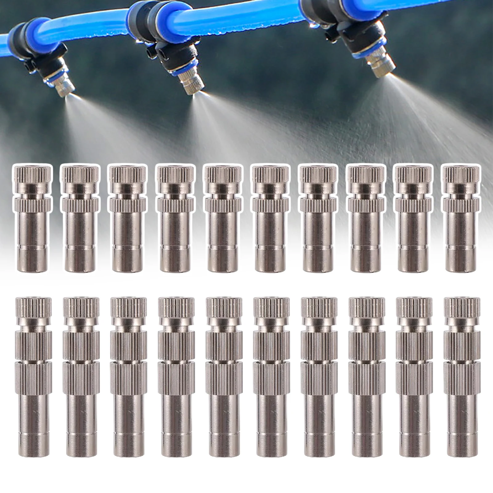 50Pcs Sprayer Nozzle 8mm 0.2~0.6mm Misting Fog Machine Cooling Landscape Dust Removal Disinfection Humidify Water Nebulizer