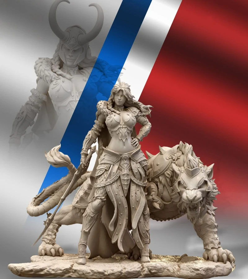 1/24 Scale 80mm Die-Cast Resin Figure Model Kit Dragon Huntress Miniature Toys Unassembled Unpainted Diorama