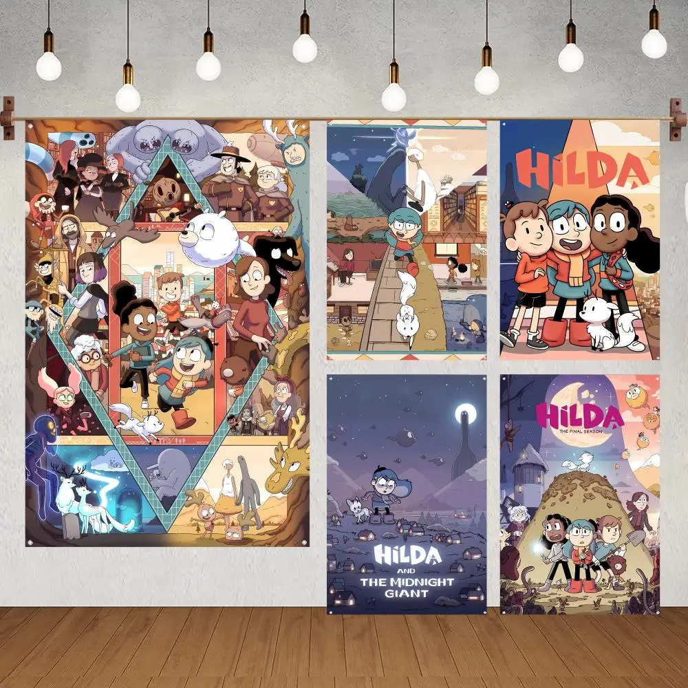 Casual Cozy Dreamy Anime H-Hilda Flags Flags for indoor decoration with no edging and four corner rings for easy hanging