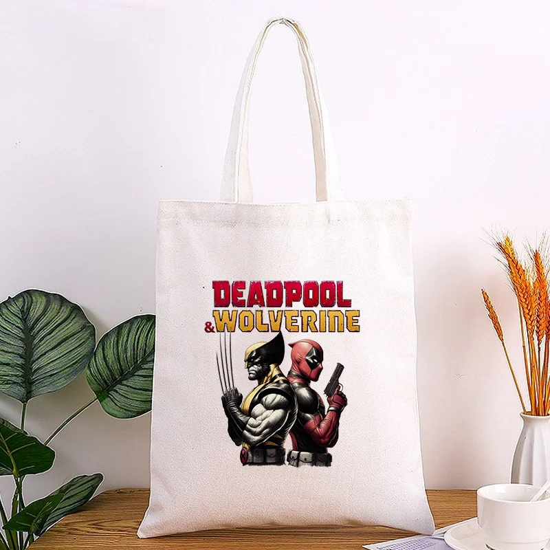 Deadpool & Wolverine Canvas Bag pacchetto Tote pieghevole borsa a tracolla per vacanze in mare studente Cross-Package College regalo riutilizzabile