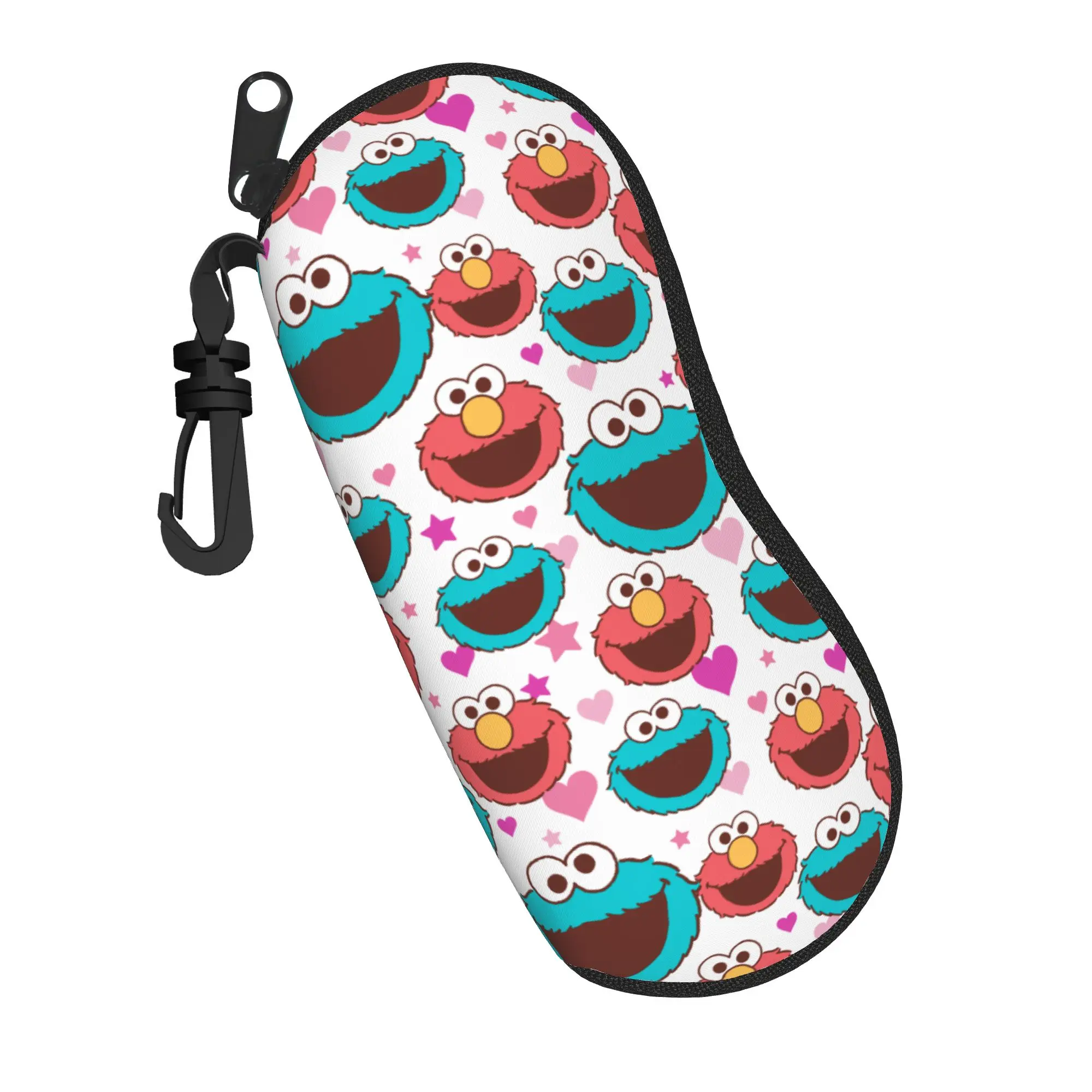 Sesamed Cartoon Glasses Case Unisex Anti-Fall Zipper Cookie Monster Glasses Storage Box Print Eyeglasses Box