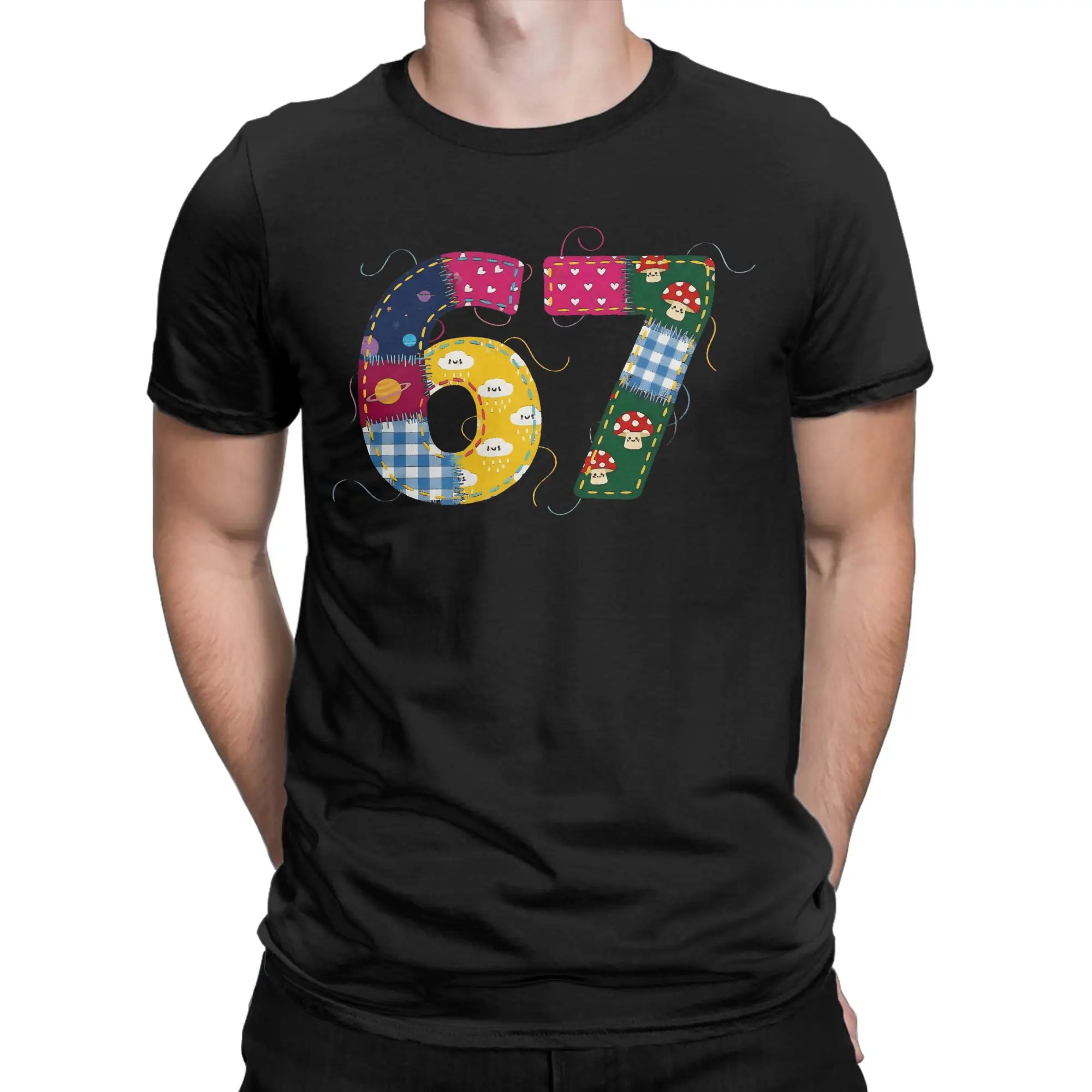 Streetwear T-Shirt Summer 67 Six Seven Meme Sewing 67 Meme Fashion T Shirts 100% Cotton Tshirt for Men Y2K Short Sleeve Clothes