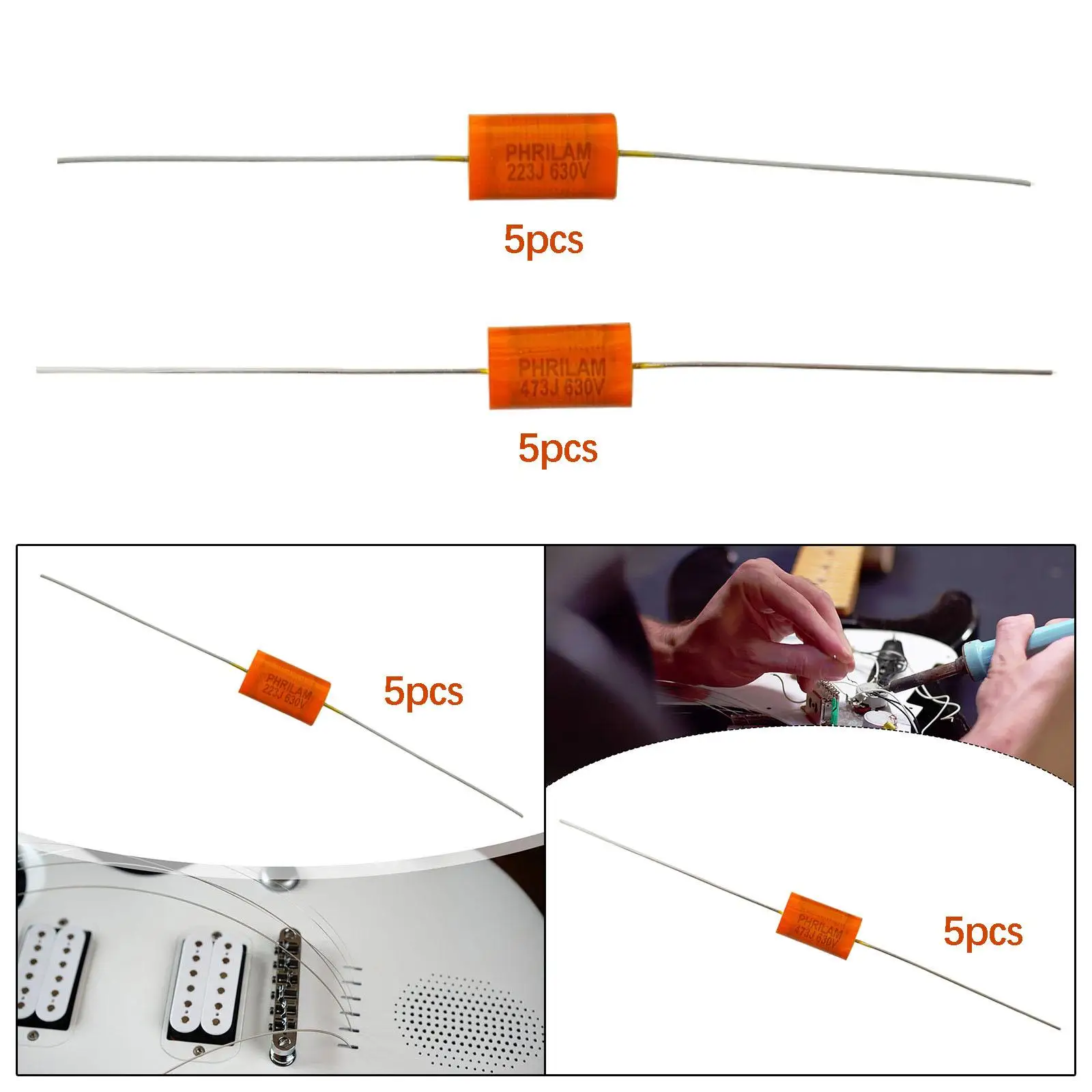 

Electric Guitar Tone Capacitors 0.023uf 0.047uf MKP High Reliability Axial Metal Film for Electric Guitar Bass Pickup