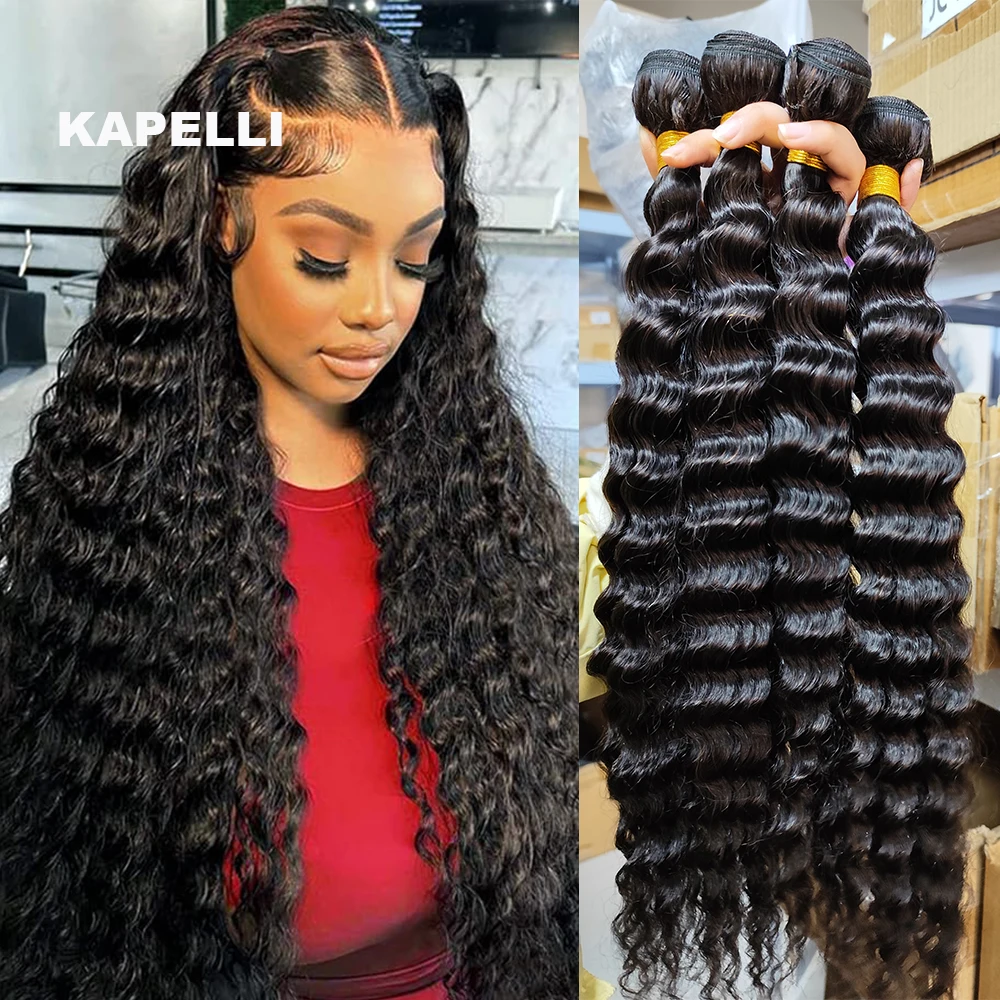 

Пучки бирманских человеческих волос 32, 35 дюймов, свободные пучки глубоких волн, наращивание человеческих волос, 100% человеческие волосы Remy, 1/3/4 пучка, предложение