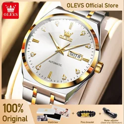OLEVS 9811 Mens Watch Business Original Automatic Watch Large Dial Waterproof Luminous Watch For Man Dual Calendar Display Watch
