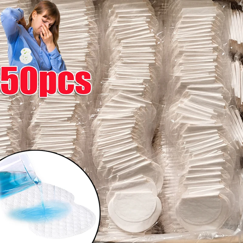 50pcs Stay Dry Underarm Sweat Pads Summer Invisible Armpit Absorbent Cotton Thin Breathable Sweat-absorbing Stickers Pasters