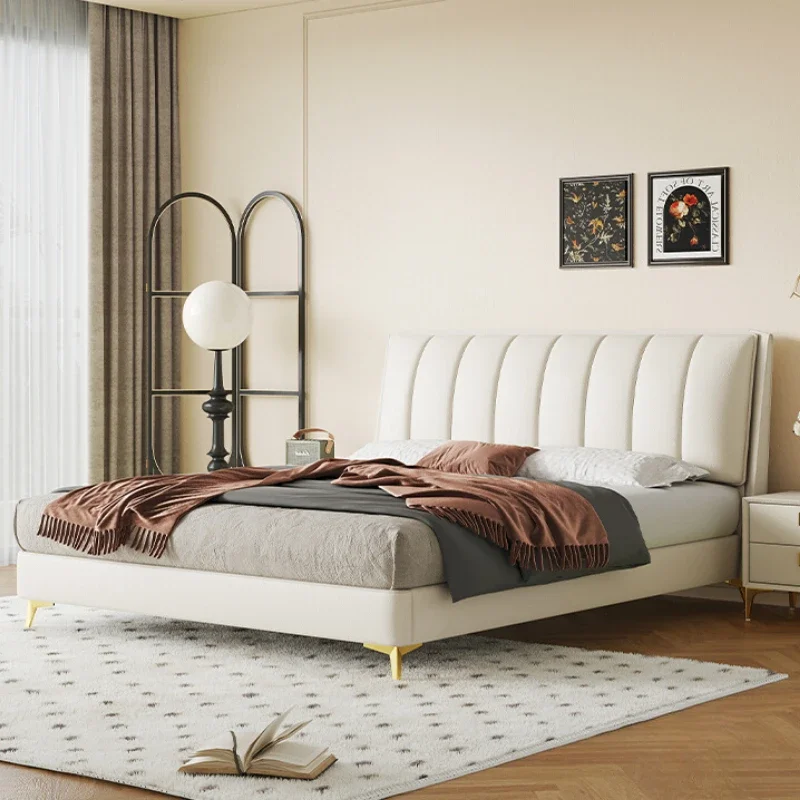 

Italian Minimalist Bed Modern Bedroom Comfortable Designer Bed Cream Style Light Luxury Sleeping Muebles Lounge Suite Furniture