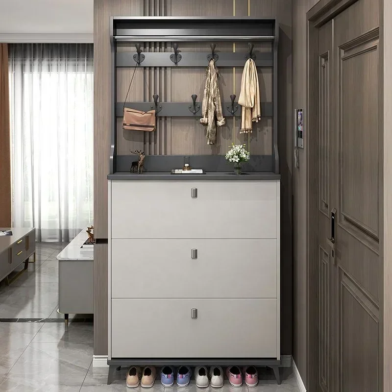 Organizador de almacenamiento de estante hecho a medida, banco de madera, estante para zapatos, armario para zapatos con puerta corredera