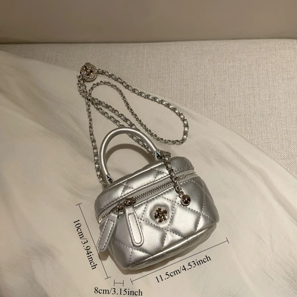 

silver chain oblique span small square box bag women's 2025 new niche design shoulder handbag summer
