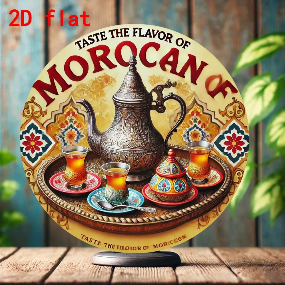 

2D Flat, Moroccan-style tea set design,used for home, kitchen, bathroom, toilet decoration,home decoration, laundry, Room Decor