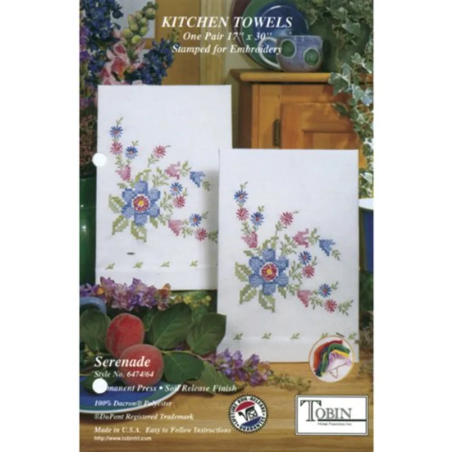

Tobin 264064 Stamped Kitchen Towel for Embroidery Dysty White White