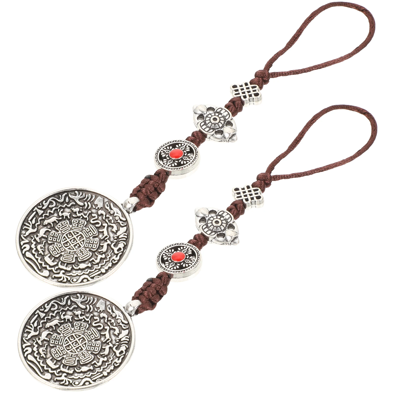 

2Pcs Tibetan Style Pendant Necklace Vintage Retro Rope Chain Lightweight Decorative Necklace for Girls Boys Party