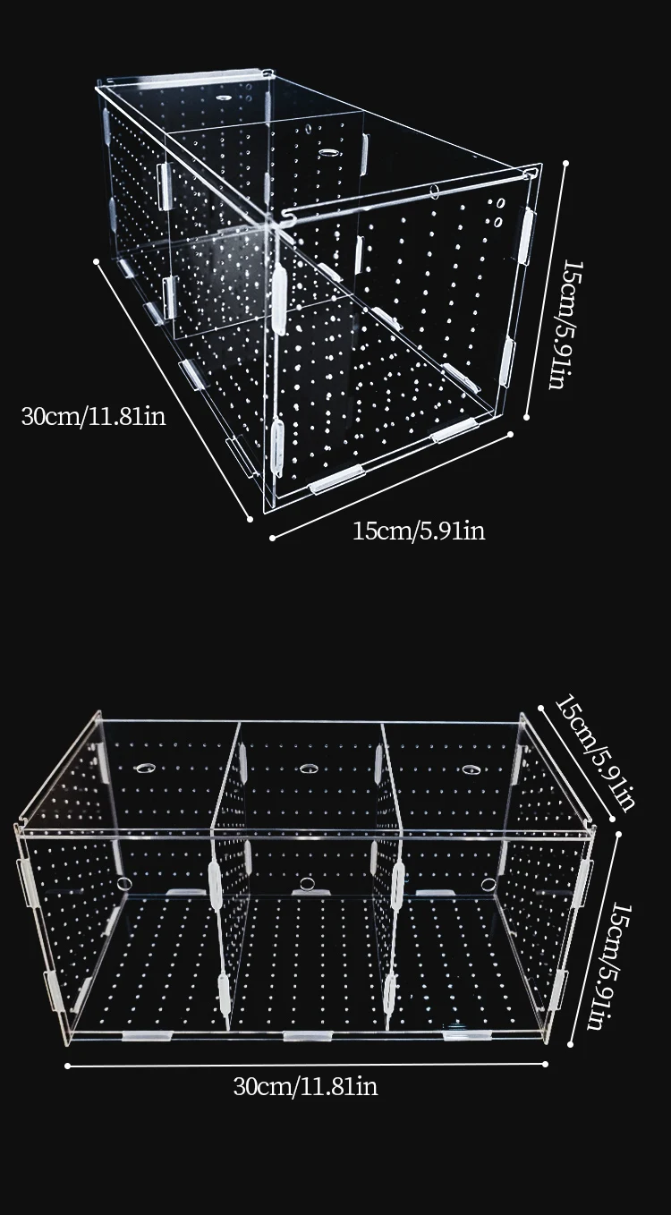 Hochtransparente Acryl-Fischisolationsbox, Mehrkammer-Kampffisch-Zuchtbox, Jungfisch-Brutkasten, Mehrzweck-Aquarium-Zucht- und Isolationsbox mit Saugnapf und Haken – Detail 10