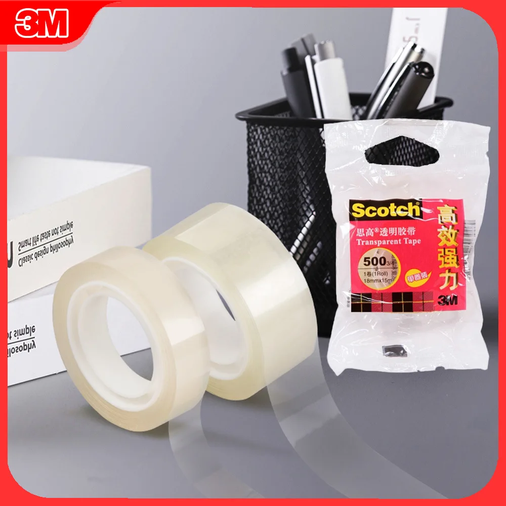 3M Scotch 500 Transparent Tape High-Efficiency Strong Office Adhesive Handmade Tape 12mm 18mm Seal Tapes