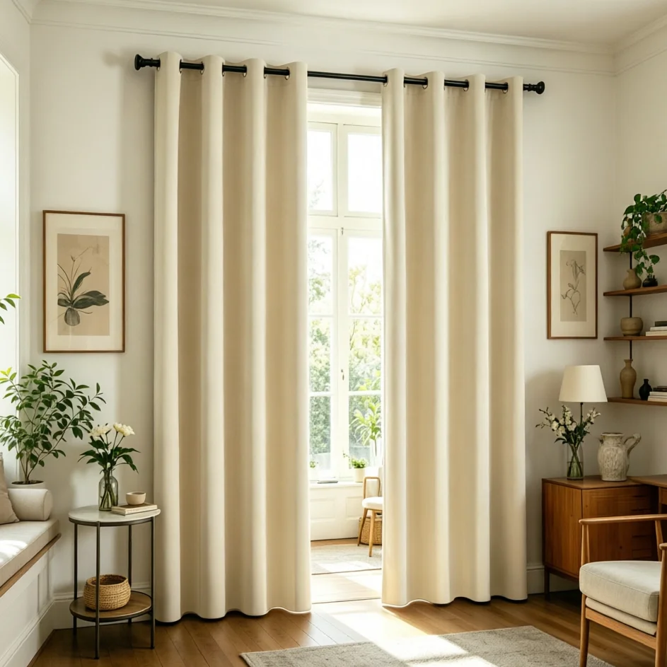 2 Panels Full Blackout Eyelet Curtains, Lightweight Coated Solid Color Light Blocking Window Drapes for Household Windows