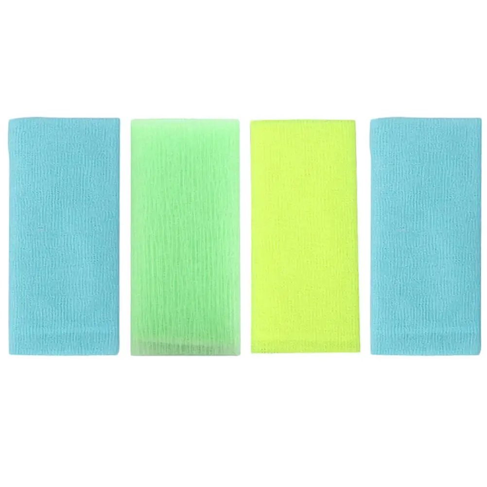 

4 Pcs Exfoliating Bath Towel Washcloth Loofah Scrubber Household Nylon Smooth Skin Mixed Color Folded Edges Reinforced