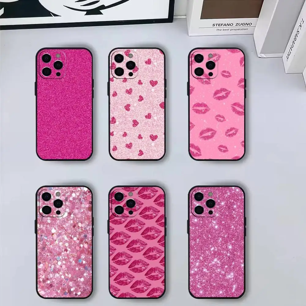 

Beautful P-Pink G-Glitter P-Pattern Phone Case Silicone Soft For IPhone 17 16 15 14 13 12 11 X XR Plus Pro Max Plus