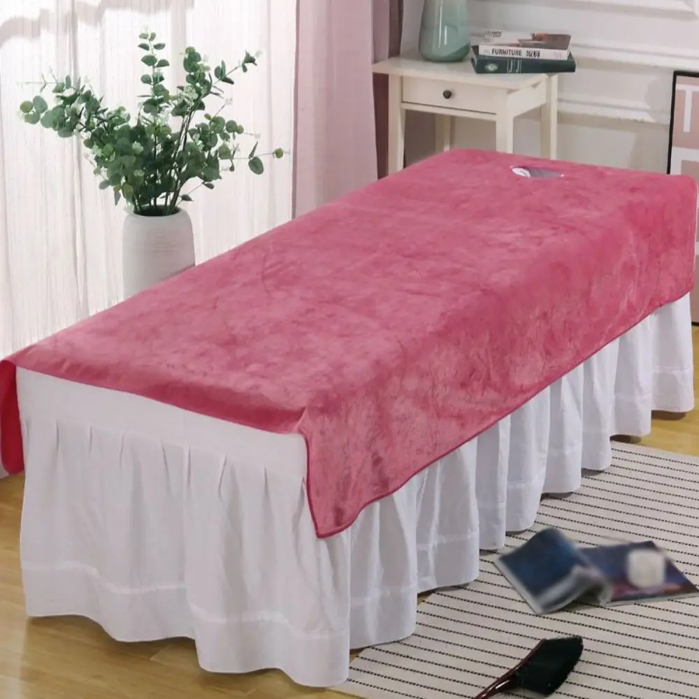 Comfortable SPA Bedspread Soft with Face Hole Massage Bed Sheets Velvet Thickened Beauty Massage Table Cover for Beauty Salons
