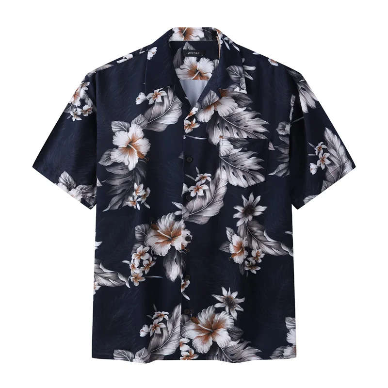 Summer Palm Tree 3D Print Men Shirts Oversized Crushed Flower Street Beach Hawaiian Fashion Mens Clothes Lapel Top Tee Shirts