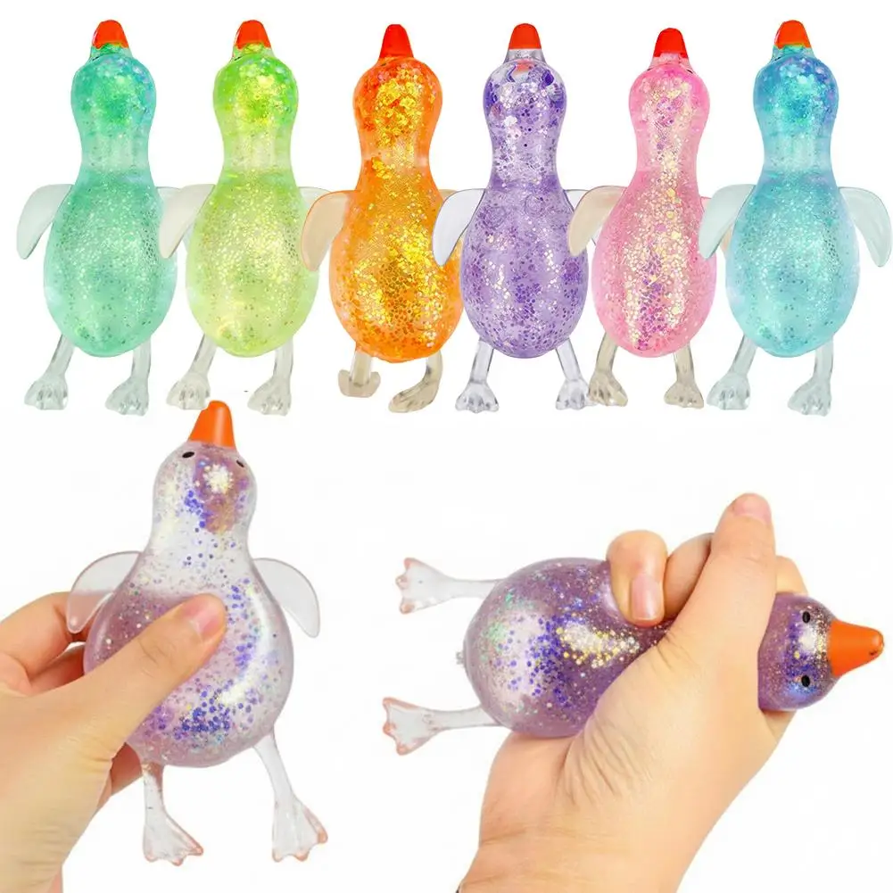 1 unidad de juguete blandito de pingüino con purpurina, juguete sensorial antiestrés de subida lenta para niños y adultos, regalo de cumpleaños