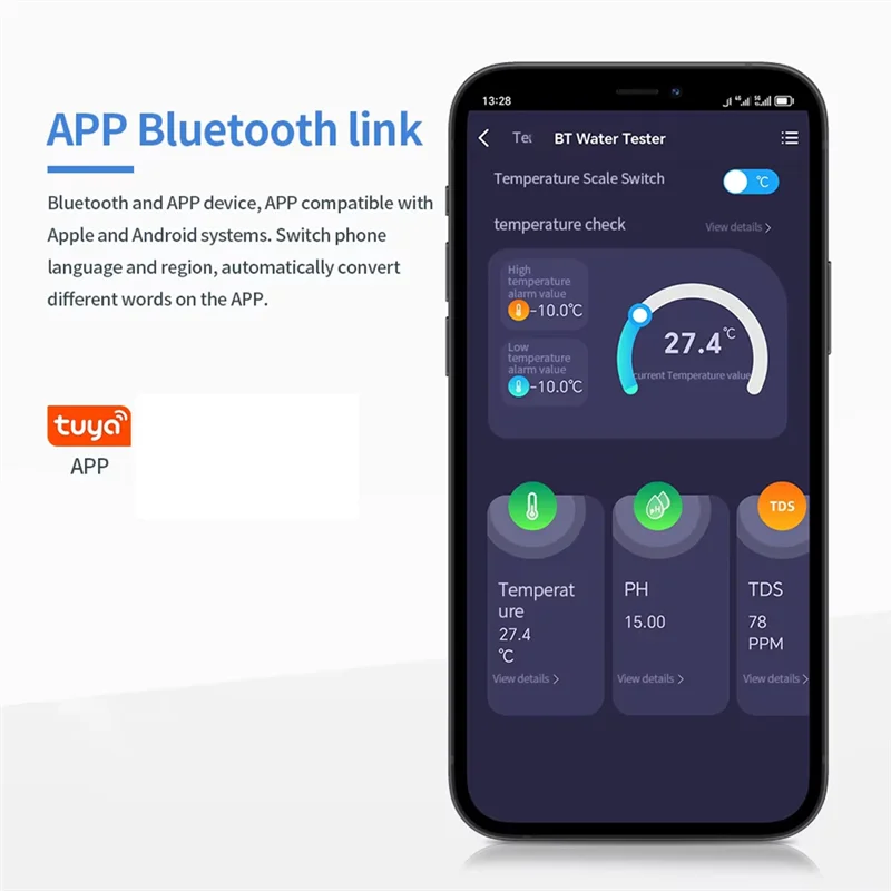 B50C Smart Tuya Soil EC Meter Bluetooth Soil Conductivity Tester Temperature TDS/CF Analyzer For Hydroponics Planting Garden