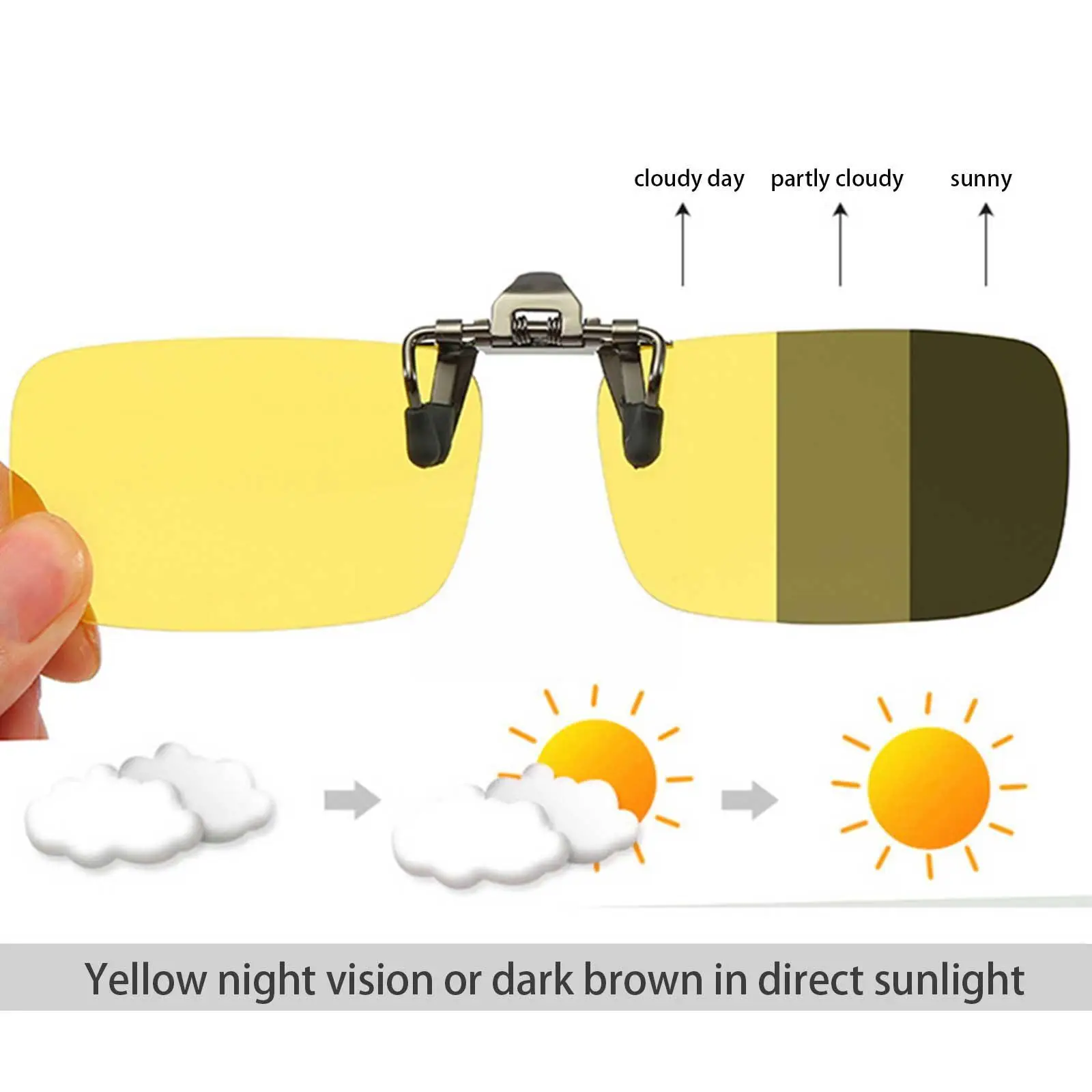 Polarized Clip-on Sunglasses Anti-Glare UV400 Male Chameleon Eyewear Polarized Glasses Driver's Day Night Vision Driving F6F4