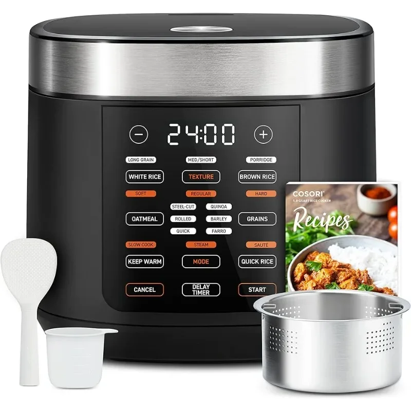 HAOYUNMA 18 Functions Multi Cooker, Stainless Steel Steamer, Warmer, Slow Cooker, Sauté, Timer,50 Recipes, 1000W