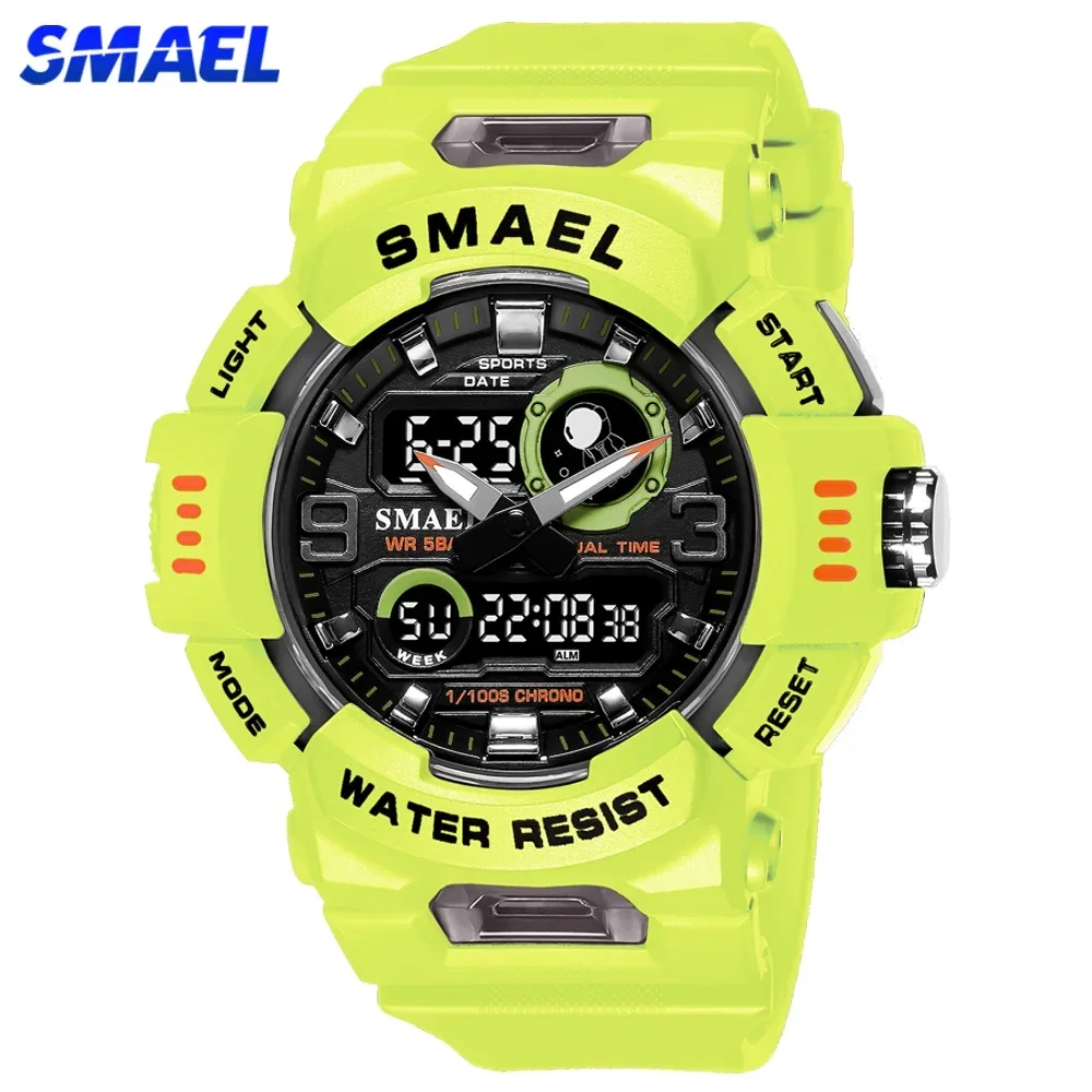 

SMAEL Brand Watch Men Dual Display LED Digital Analog Wristwatches Youth Stopwatch Sport Electronic Quartz Waterproof Male Clock