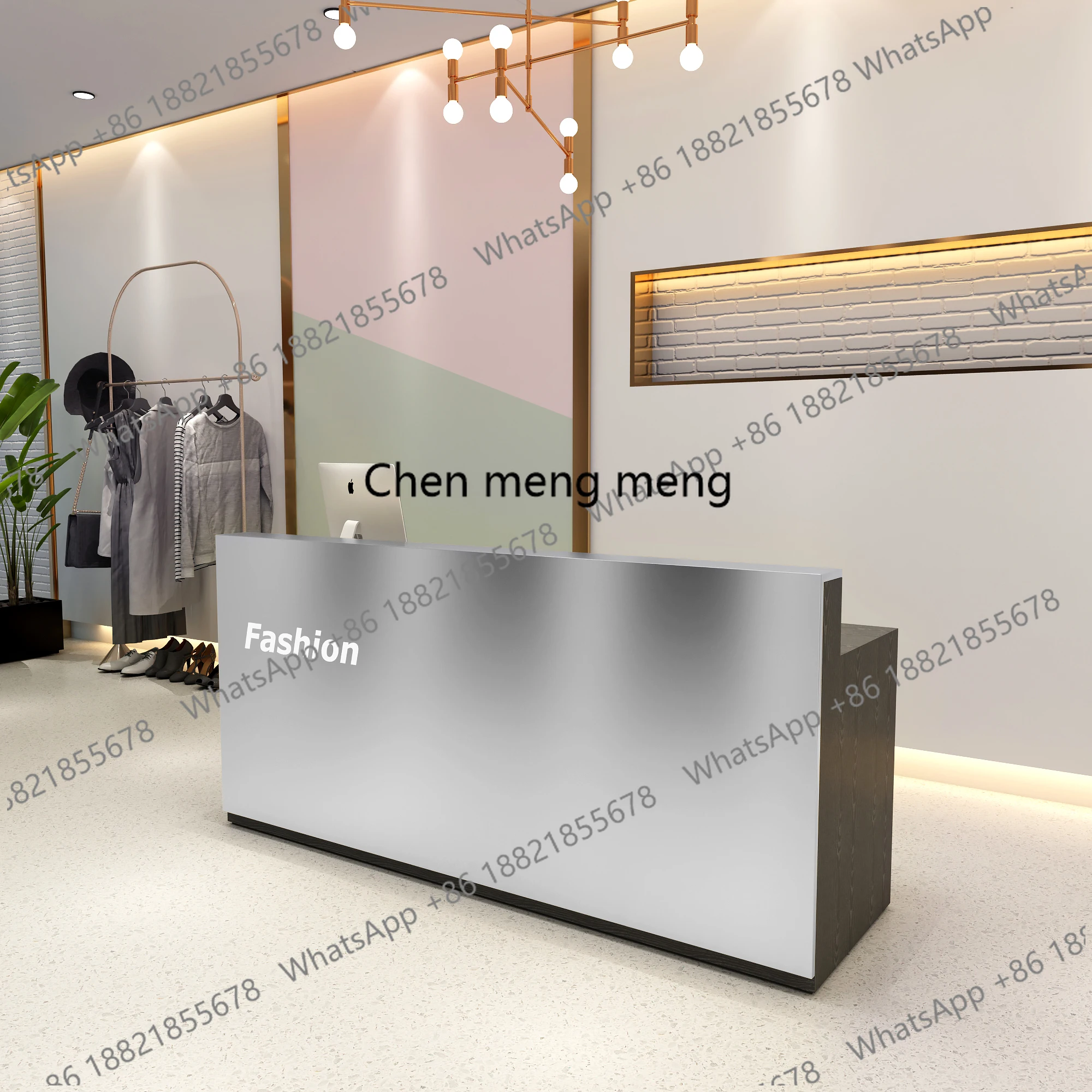 stainless steel bar cash register clothing store simple modern front desk reception desk restaurant industrial style