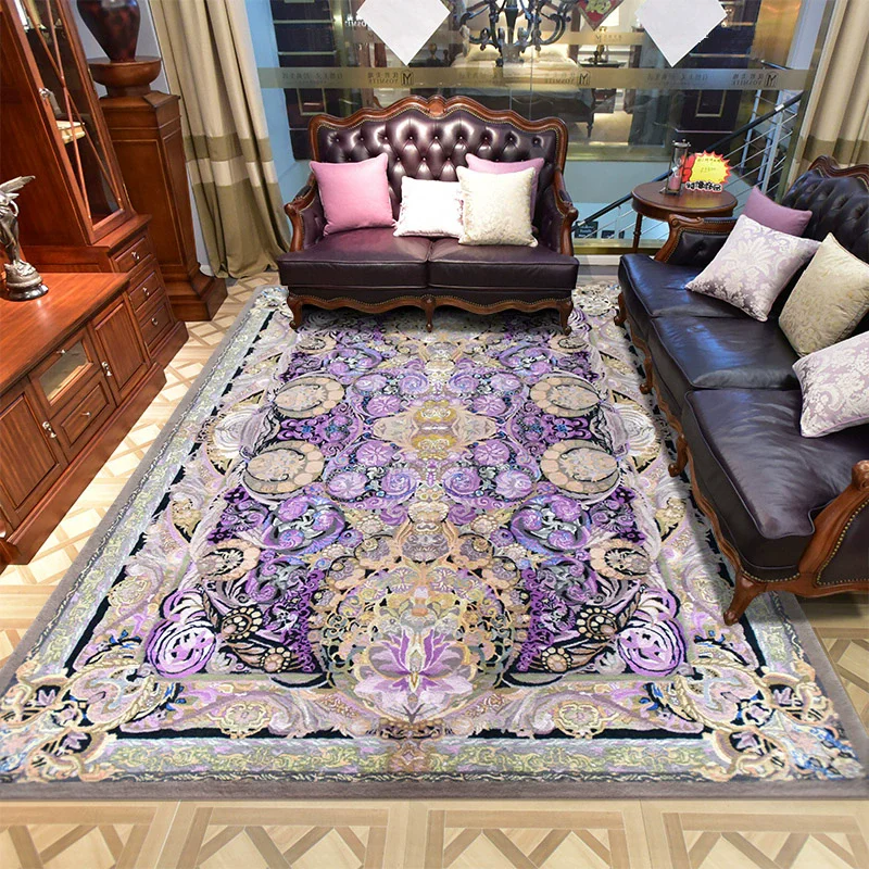 

Mysterious Purple Wool Carpet For Living Room Luxury Villa Bedroom Rug Hand Carved Sofa Coffee Table Floor Mat Persian Area Rug