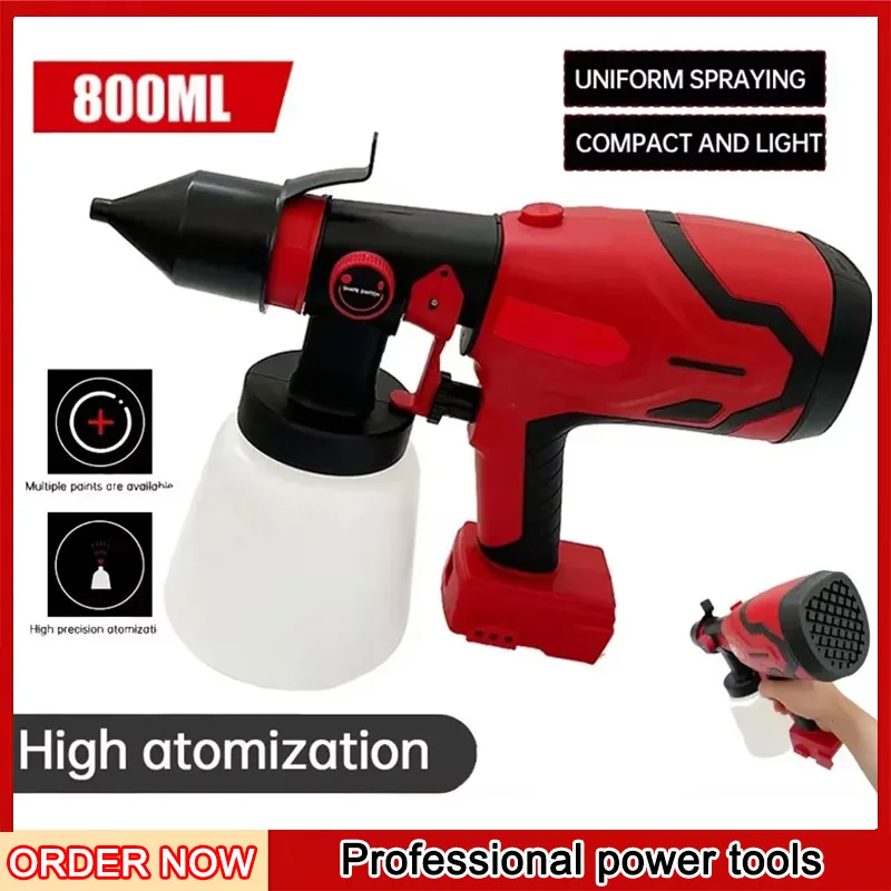 

Fit Milwaukee Cordless Electric Spray Gun 800ML High Power Paint Sprayer Portable Auto Furniture Steel Coating Airbrush 18V 20V