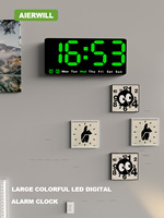 Large colorful LED digital Alarm Clock with DateTemperature 2 Alarms Large Display Day Clock Battery Backup 12/24H Wall clock