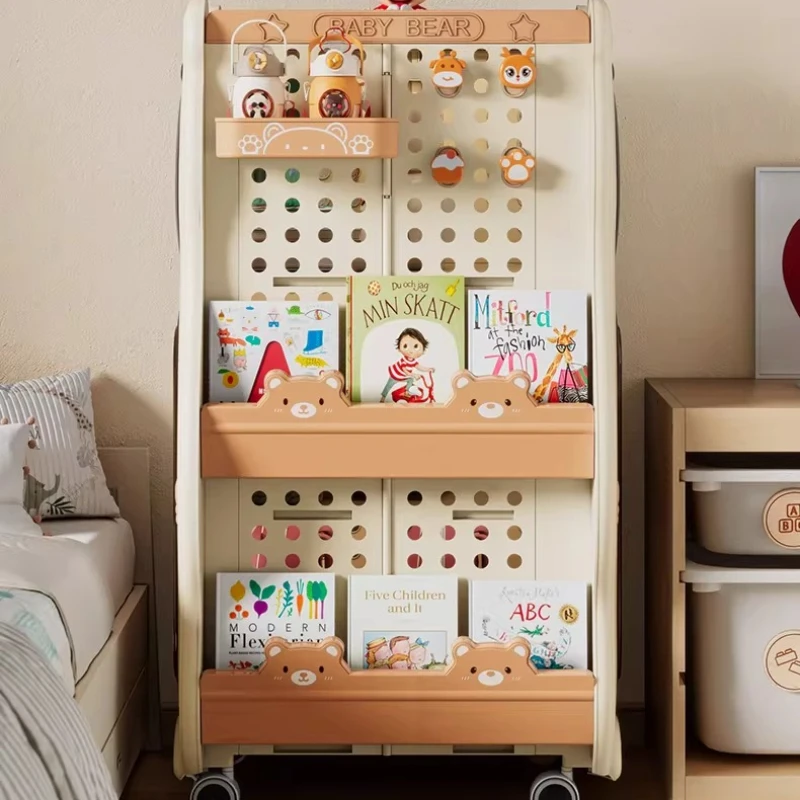 

Cute cartoon hole board shelf floor-to-ceiling multi-layer storage rack household children's cabinet locker sorting shelf