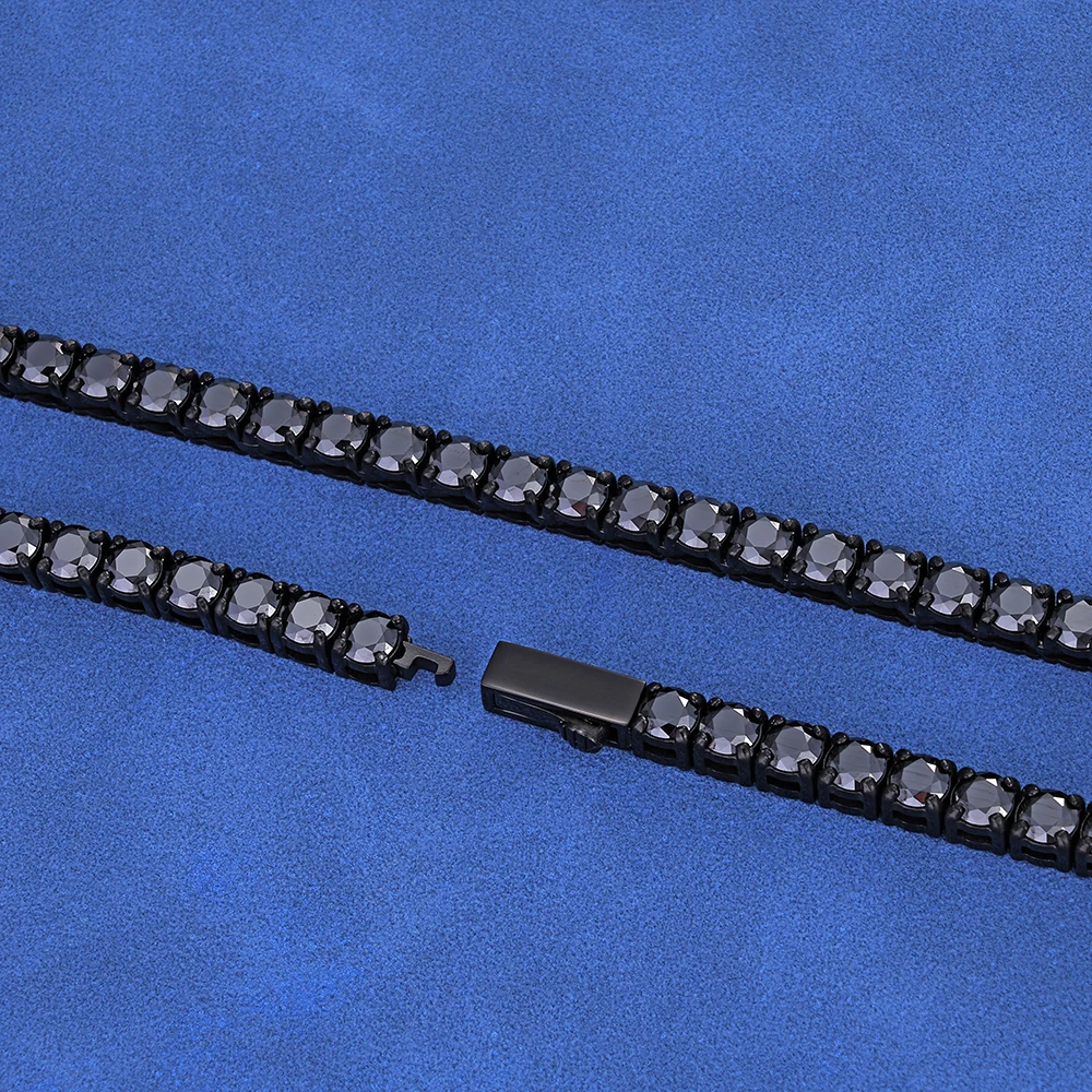 Bling Black VVS1 Moissanite 3/4mm Tennis Necklace Iced Out Black Plated Exquisite Luxury Pass The Diamond Test Hip Hop Jewelry - view 6