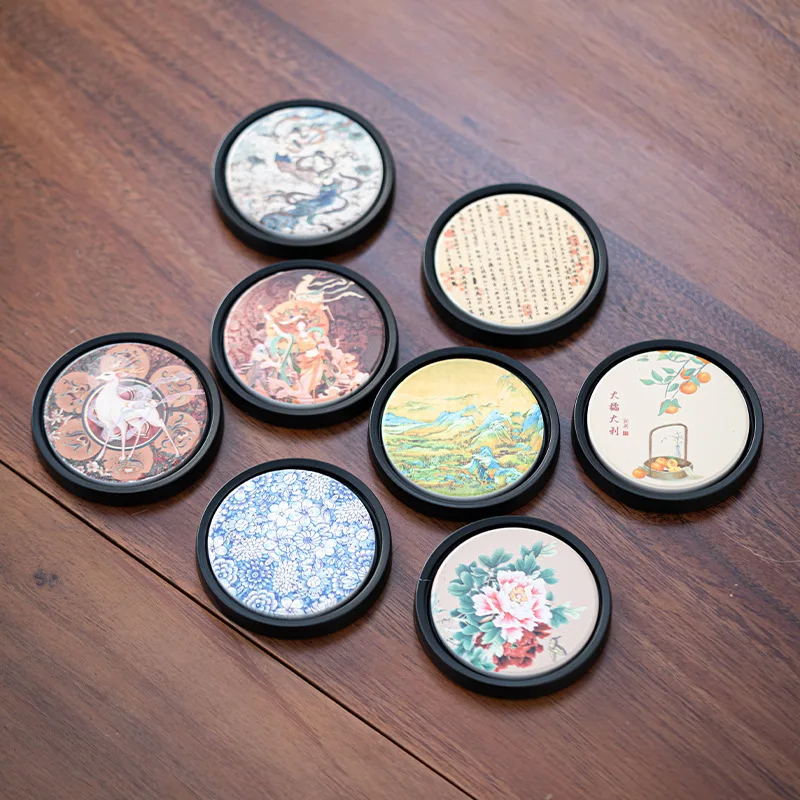 Vintage Simple Ceramic Round Coasters Heat Insulation Absorbent Anti-scald Coaster Home and Decoration Kitchen Utensils