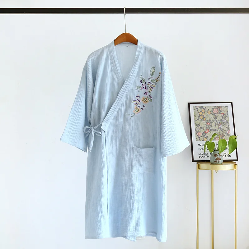 Gauze Cotton Robe Gown Bathrobe Dressing Gown Summer Floral Sexy Nightgowns For Sleeping Pyjamas Nightwears For Ladies