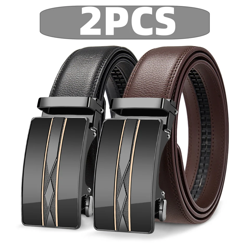 

Высококачественный мужской ремень из натуральной кожи, регулируемая автоматическая пряжка с трещоткой, черный/коричневый, деловой повседневный ремень, с возможностью обрезки