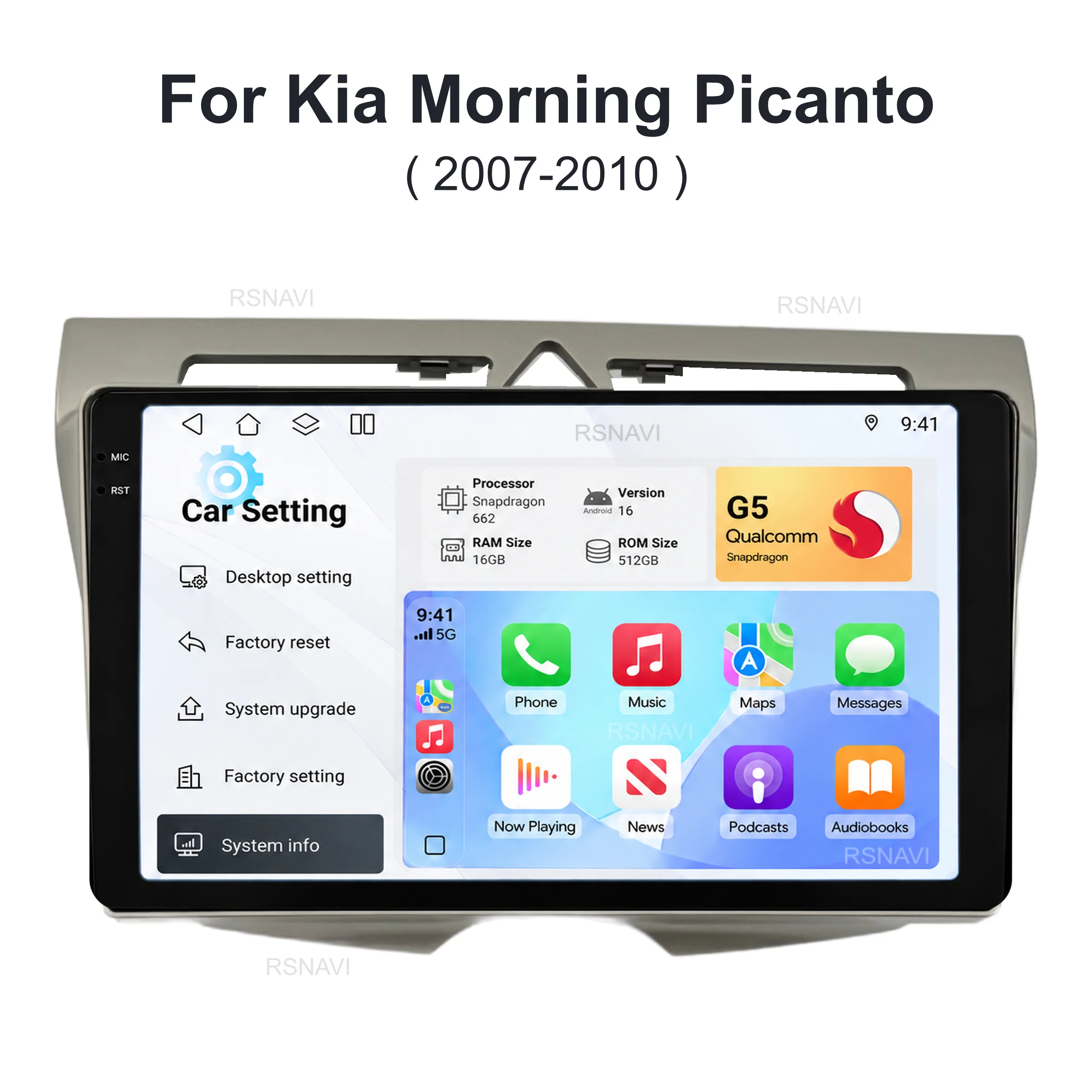 Android 16 For Kia Morning Picanto 2007 - 2010 2K QLED Android Car Radio Multimedia Video Player Stereo CarPlay 4G GPS Head Unit