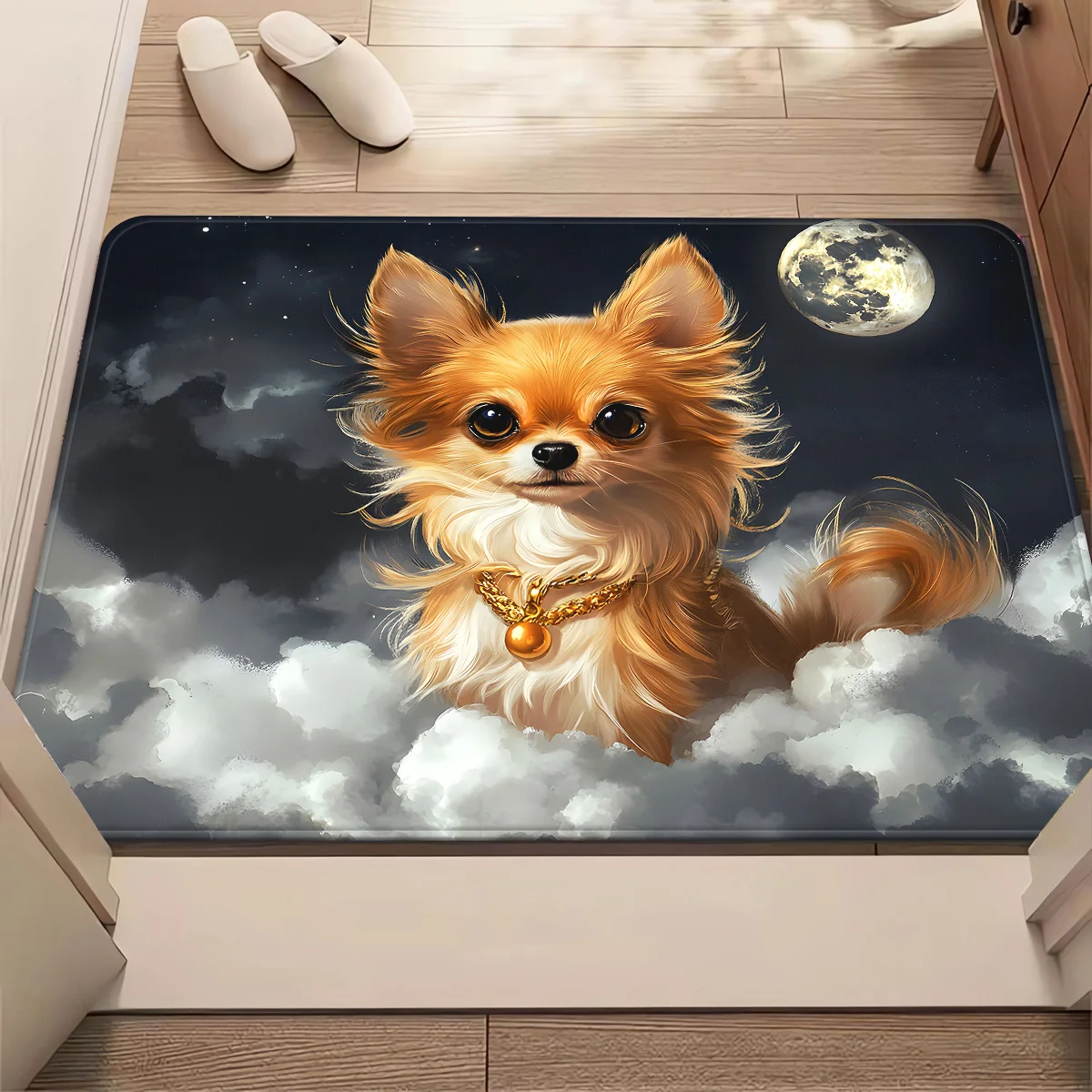 Cute Chihuahua Dog Doormat, Fluffy Puppy Cloud Floor Rug, Non-Slip Welcome Mat for Entryway Home Decor Gift