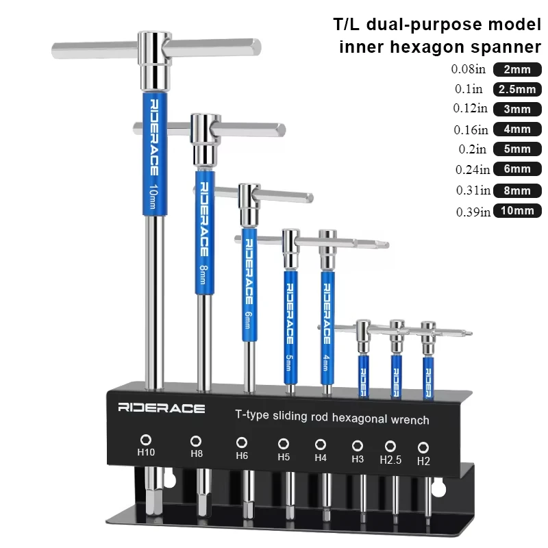 Professional Bicycle Allen Hex Key Wrench Lengthened T-shaped Wrench Hand Sturdy Durable Bike Repair Tool 2/2.5/3/4/5/6/8/10mm