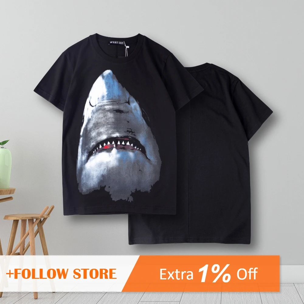 Men Women T-Shirt Shark Graphic Print Couple Tees Casual Beach Style Gothic Hip Hop O-Neck Tshirt Oversized Short Sleeve Tops