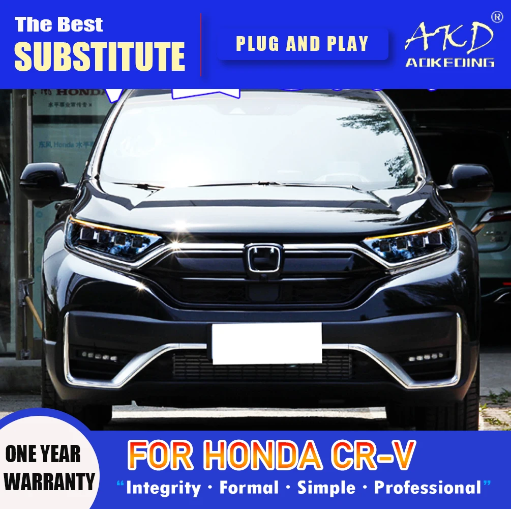 AKD Head Lamp for Honda CR-V LED Headlight 2017-2020 Headlights CRV DRL Turn Signal High Beam Angel Eye Projector Lens