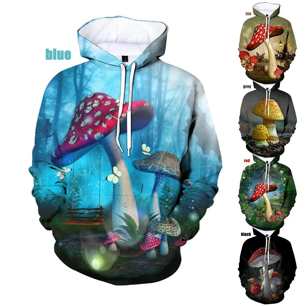 2023 Harajuku Style Mushroom 3D Print Hoodies Men Women Casual Sweatshirts Hoodies