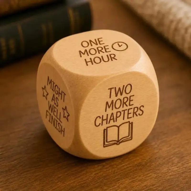 1pc Handmade Wooden Decision Dice Dual Purpose For Quilting Sewing&Book Reading Lover Engraved Choice Cube Funny Desk Decor Gift