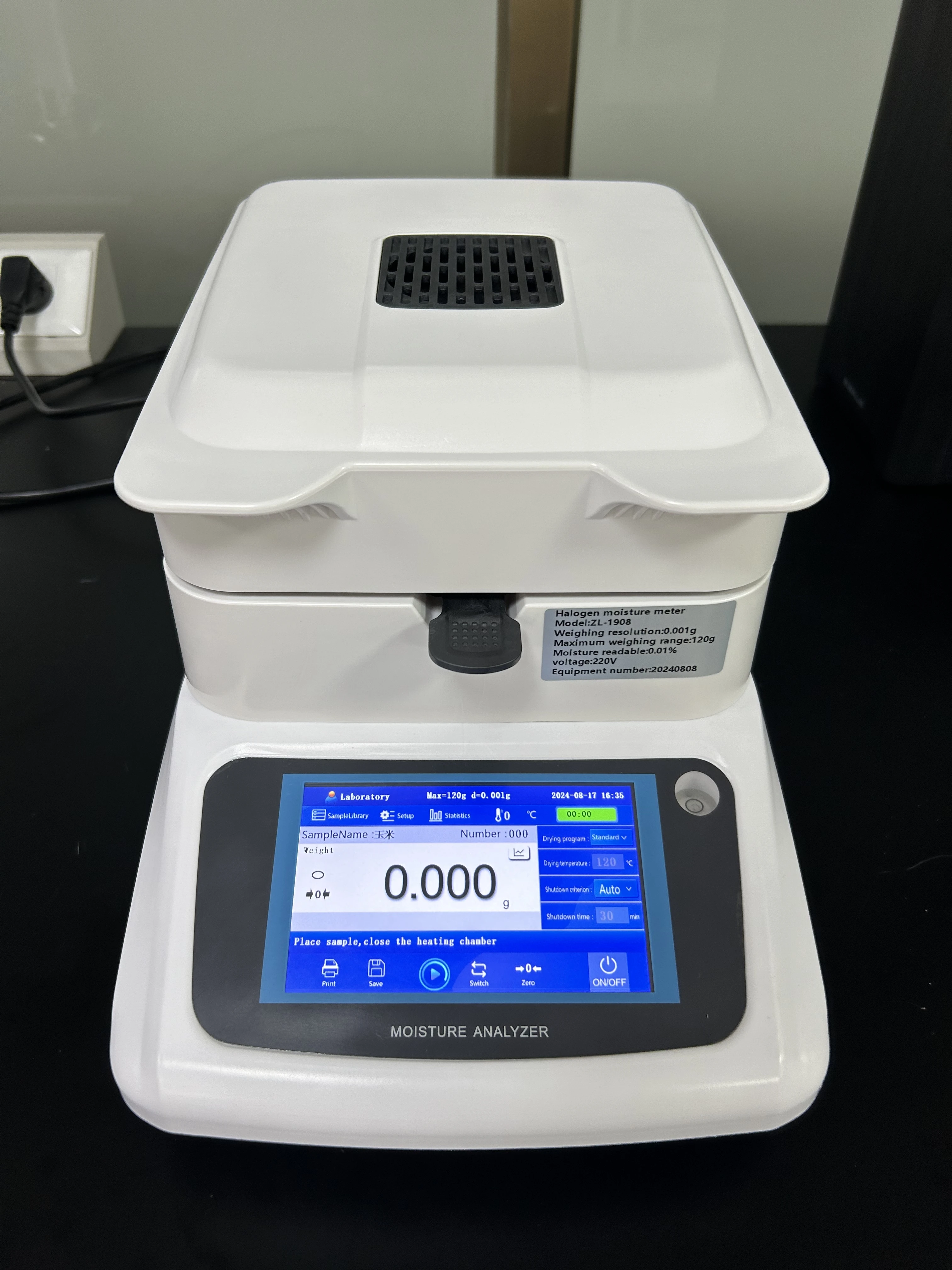 محلل الرطوبة للحبوب الذرة الحبوب مقياس الرطوبة شاشة تعمل باللمس عالية الدقة معدات المختبرات الهالوجين م