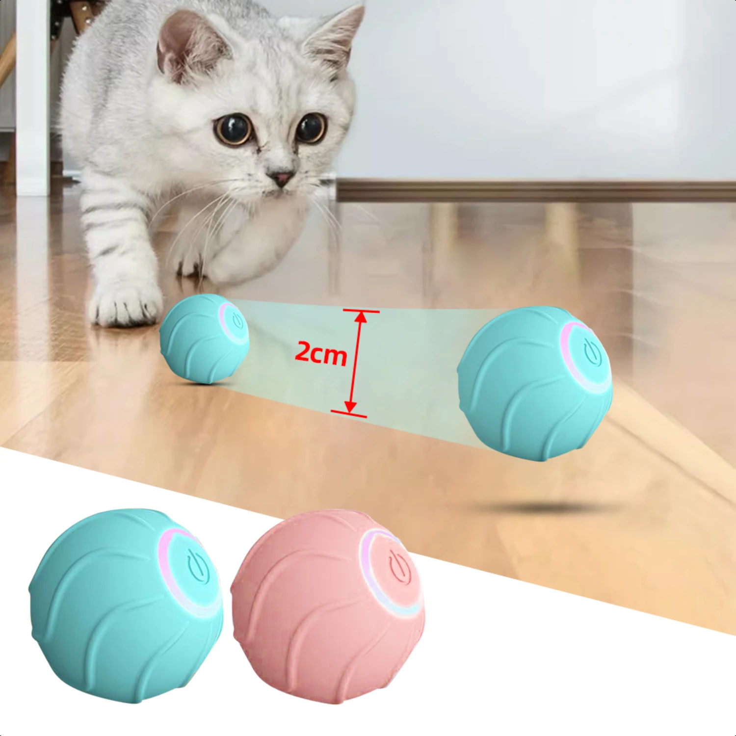 New Engaging and Fun Self-Moving Cat Toy - Hilarious Bouncing Ball for Interactive Indoor Training - Ideal 2cm Size Keeps Kitten